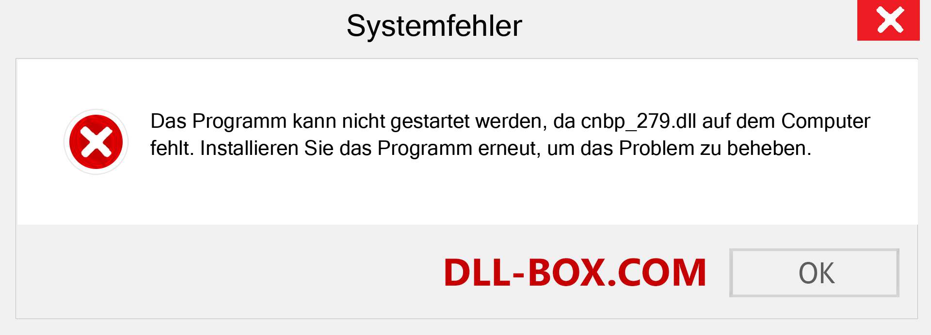 cnbp_279.dll-Datei fehlt?. Download für Windows 7, 8, 10 - Fix cnbp_279 dll Missing Error unter Windows, Fotos, Bildern